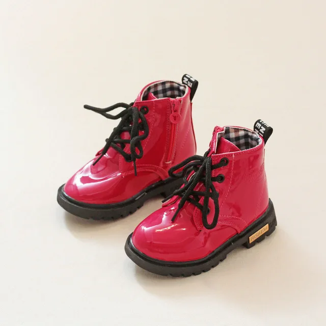 Красный Autumn 1 to 5 years old baby girls boots high quality fashion short boots kids martin boots non-slip infant toddlers sports - Цвет: Красный