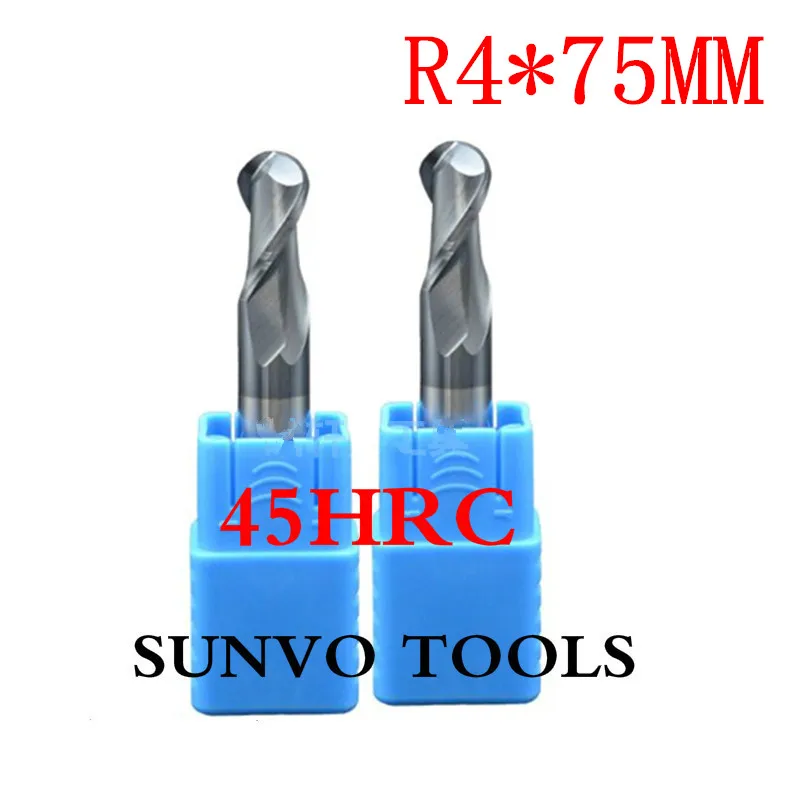 3 шт. R4x75MM 8 мм HRC45 HRC50 HRC55 HRC60 HRC65 Карбид Концевая мельница ALTiN пальто ЧПУ резцы для фрезы для резки металла