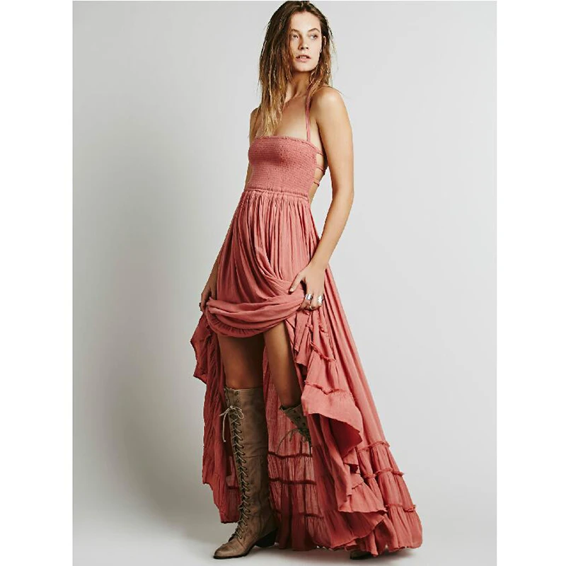 Богемное летнее черное платье макси без бретелек с открытой спиной|maxi dress|beach