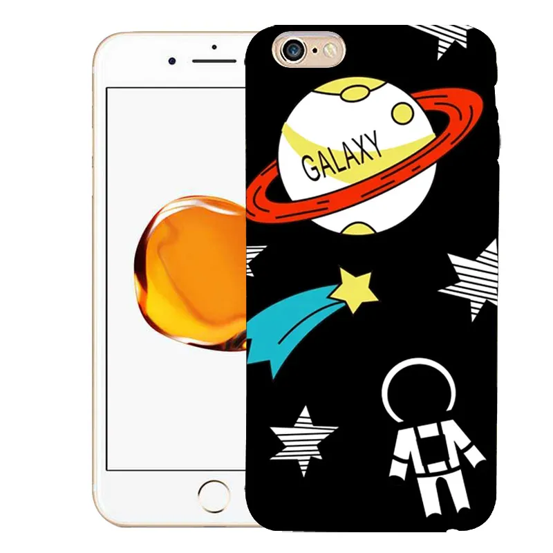 Мягкий черный чехол для телефона iPhone 6 S 5s 7 plus 8 Moon Sun Space мультяшный глаз собака