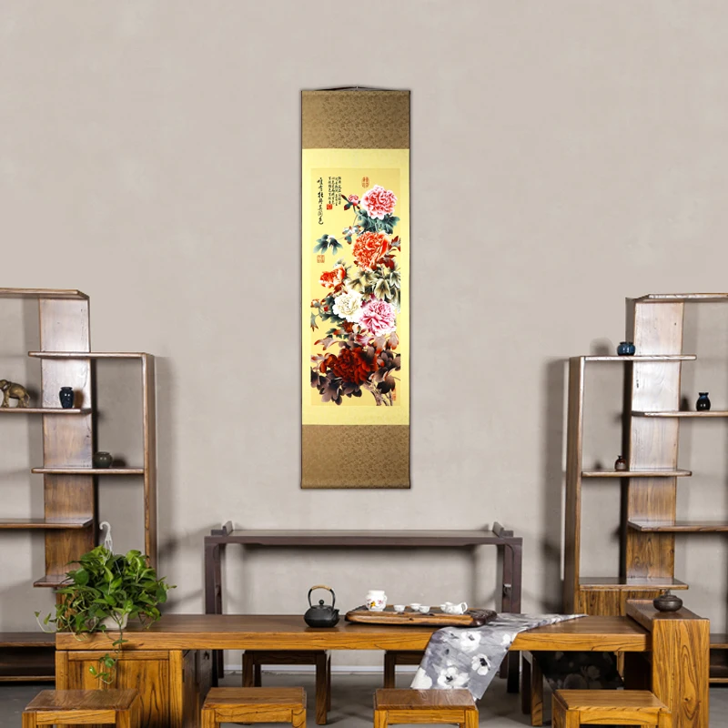 Tangfoo настенная живопись в винтажном стиле красивая шелковая прокрутка картина