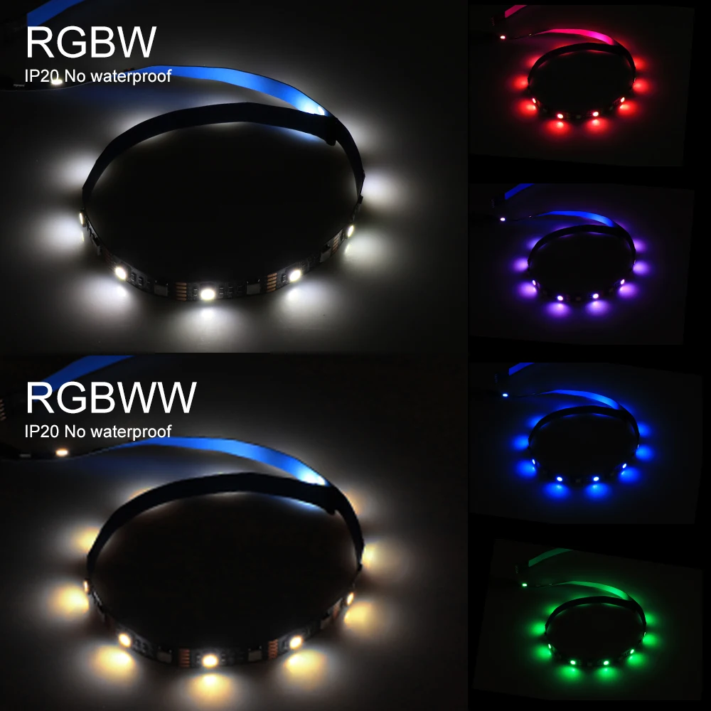 DC5V USB светодиодный полосы 5050 RGB/RGBW/RGBWW 50 см, 1 м, 2 м, ТВ фонового освещения Flexibe светодиодный клейкая лента IP20/IP65 из водонепроницаемого материала