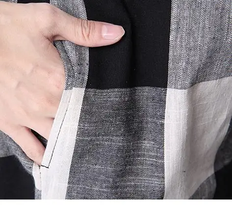 Осенне весенняя Повседневная Женская клетчатая цветная льняная блузка с длинным