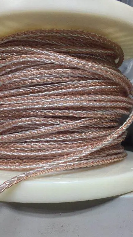 HPHF 8 ядер 8x1 мм(19*0,1 мм) DIY кабели для наушников 5N Pcocc медный посеребренный кабель прозрачный тефлоновый рукав изолятор материал 5 м