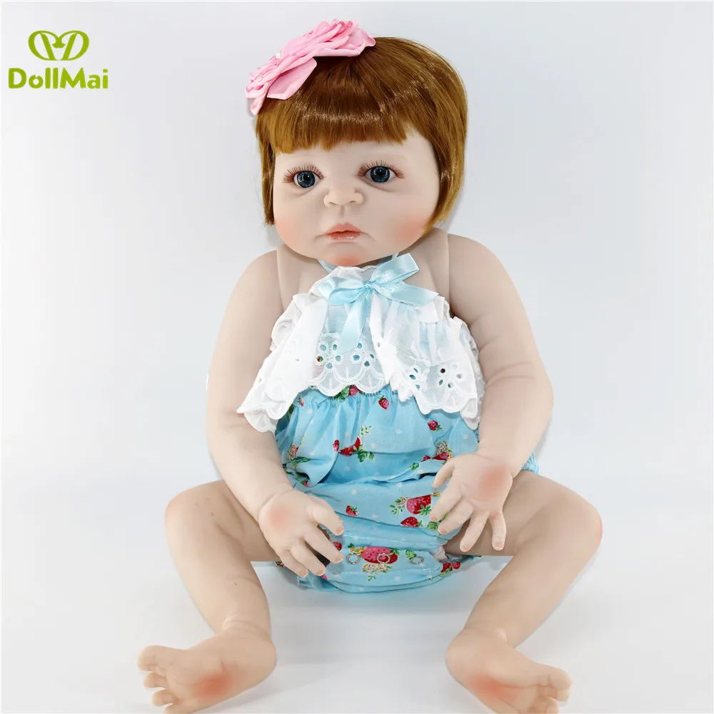 DollMai 57 см полное Силиконовое боди Reborn Baby Doll игрушка Реалистичная новорожденная