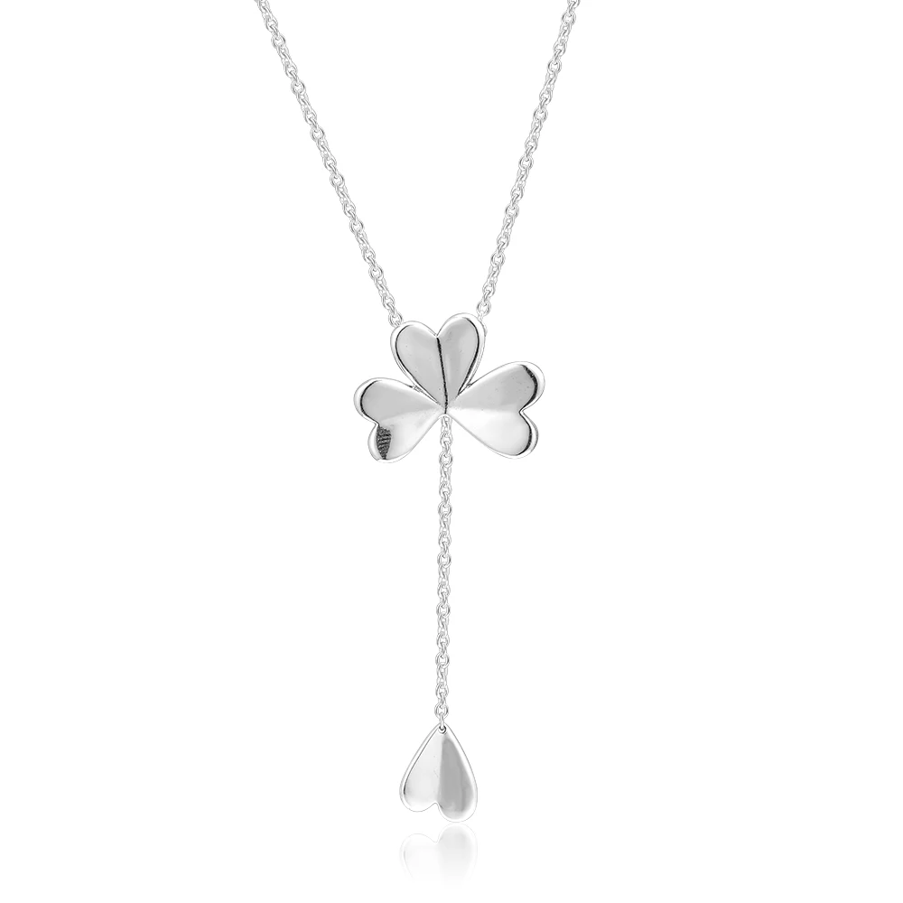 

100% 925 Sterling-Silver-Jewelry Lucky Four Leaf Clover Necklaces Free Shipping