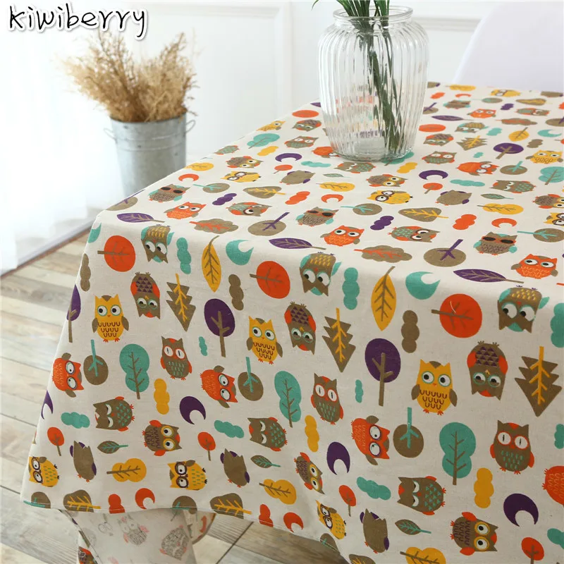 Kiwiberry Home Decorative Linen Mantel Print Owl Tablecloth Washable Dinner Table Cloth 11 Sizes Toalha De Mesa | Дом и сад