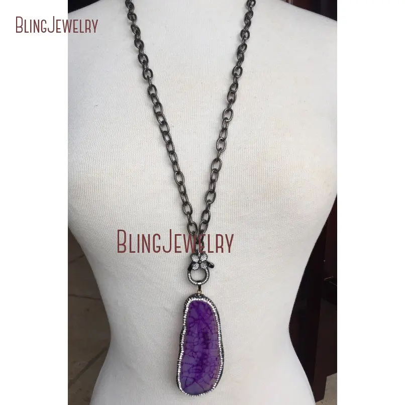 Pave Crystal Druzy Agates каменные подвески со стразами Gunmetal Цветочные застежки на