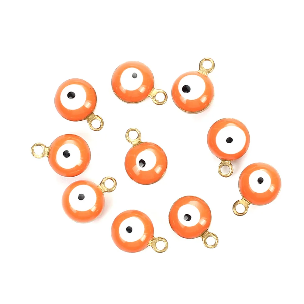 orange Lucky Eye 20 шт красочные бусины сглаза Подвески для браслета ожерелье кулон ювелирные аксессуары фурнитура EY4997 - Окраска металла: orange