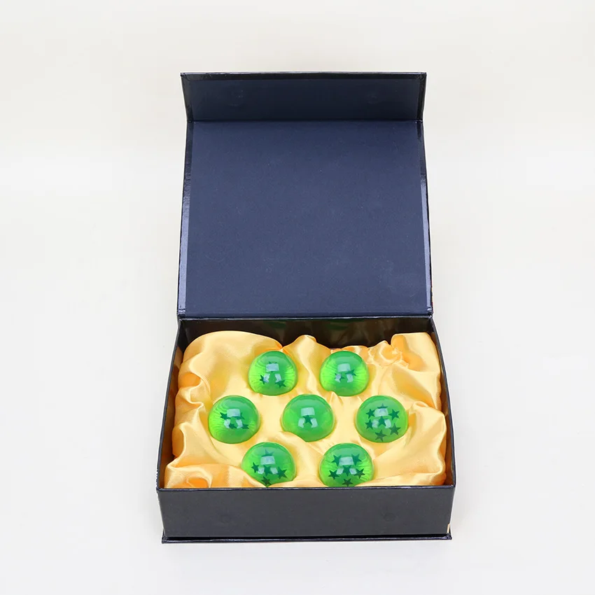 green with box 3 комплекта, 3,5 см, Dragon Ball Z, новинка, в коробке, драконий жемчуг, 7 звезд, набор хрустальных шаров, шары Dragon Ball Z, полный комплект - Цвет: green with box