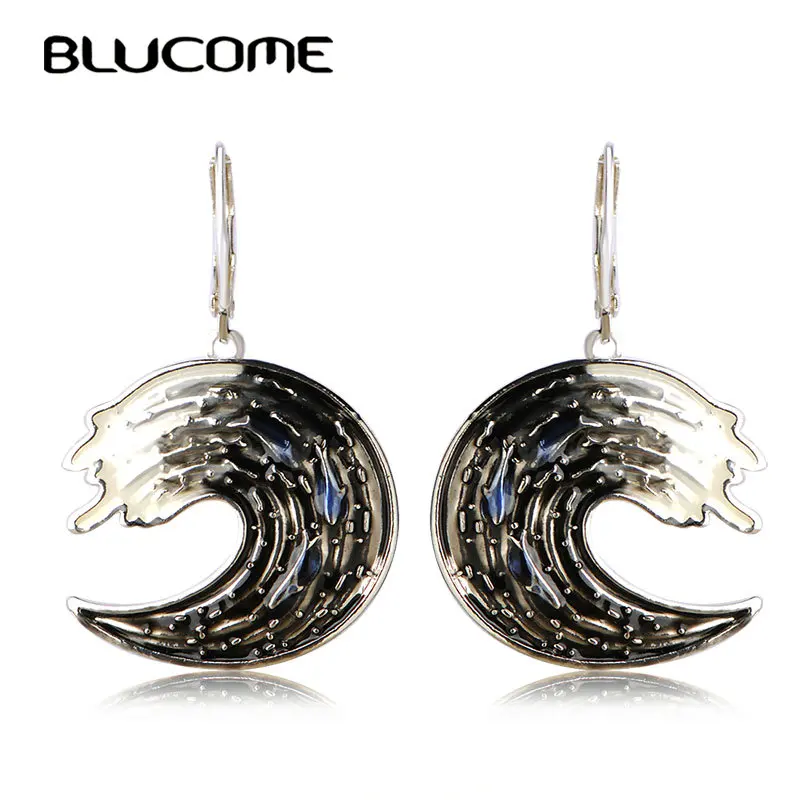 Женские серьги-капельки Blucome серьги из сплава с голубой эмалью вечерние