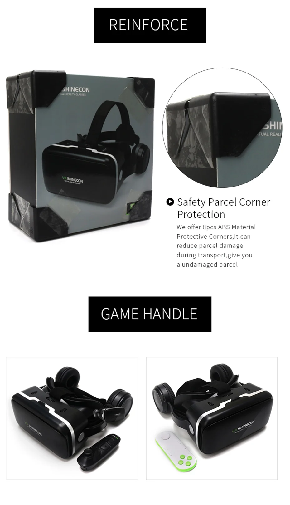 VR Shinecon 6,0 G04E VR очки Google Cardboard 3D очки виртуальной реальности Гарнитура головное крепление для 4,7-6,2 дюймового смартфона