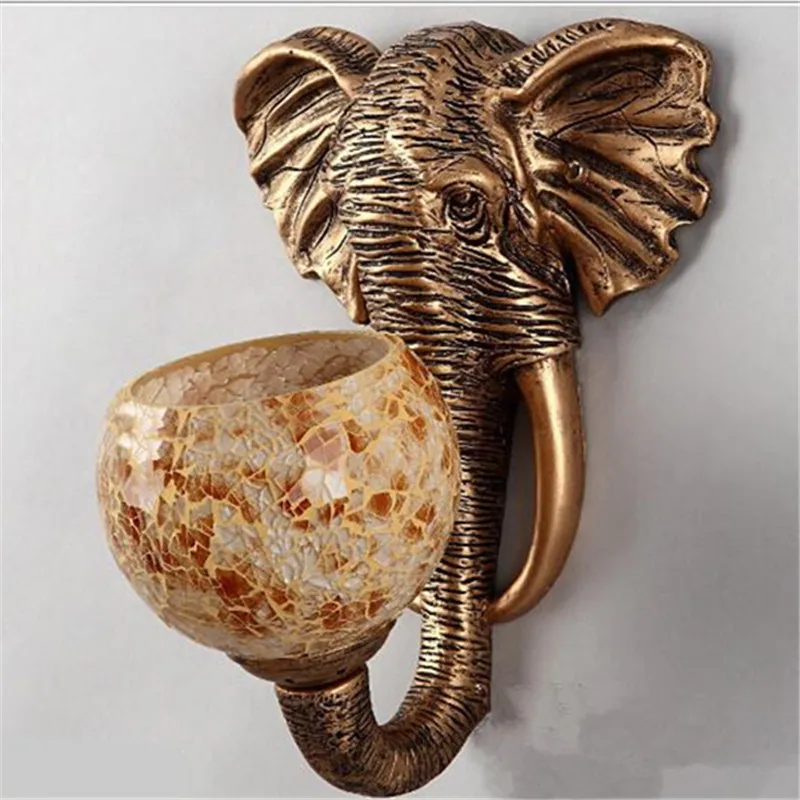 Wonderland China Southeast Asia Style Elephant Wall Lamp Luxury Lighting E27 Glass Lampshade Hot Sell For Home Top Fashion WL-2 | Освещение