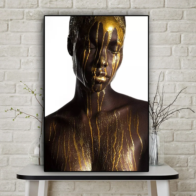 Canvas Nordic Pictures Home Decoration Gold Africa Model Paintings Wall Art HD Prints Creative Poster Modular For Living Room | Дом и сад