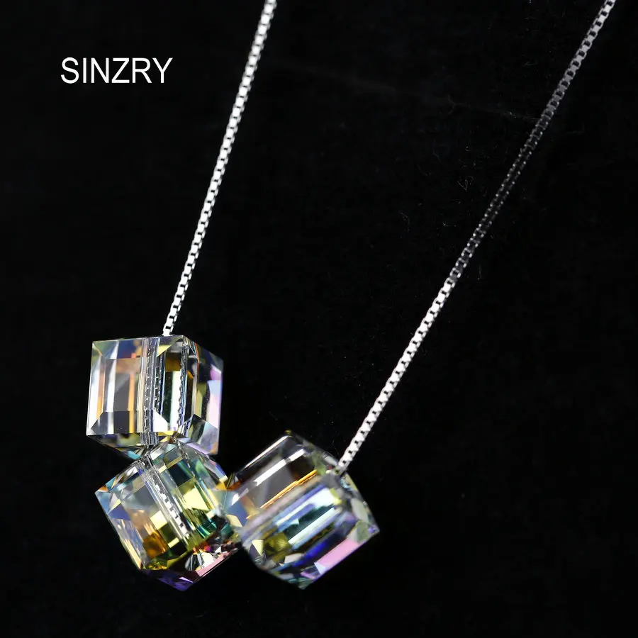Женское квадратное ожерелье SINZRY из стерлингового серебра 925 пробы с кристаллами