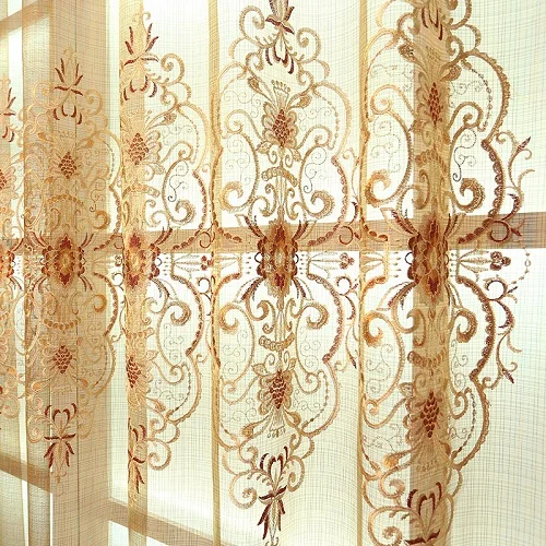1pc tulle 1 шт. Европейский королевский Роскошный Балдахин занавески s для гостиной окна Золотая занавеска для спальни Тюль жаккардовая занавеска - Цвет: 1pc tulle