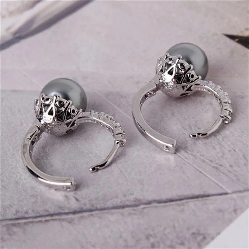 Elegant Imitation Pearl Silver Color Hoop Earrings for Women Jewelry Wedding Brincos Engagement Statement Earring Accessories | Украшения и
