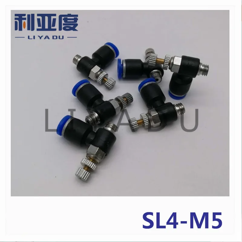 

100PCS/LOT SL4-M5 Pneumatic quick L type throttle valve pneumatic joint Pneumatic fittings