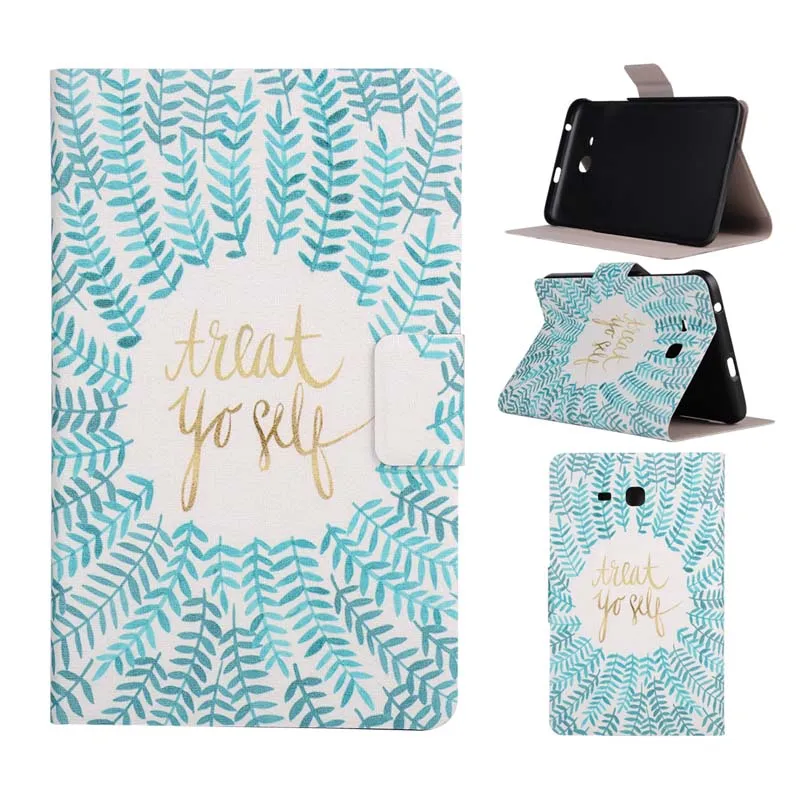 Тонкий откидной Чехол подставка из искусственной кожи с рисунком чехол для Samsung