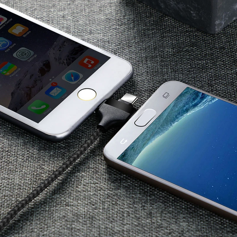 ! ACCEZZ USB зарядный кабель 3 в 1 освещение для iPhone X XS MAX XR 8 Plus Micro Type C Android телефона шнур