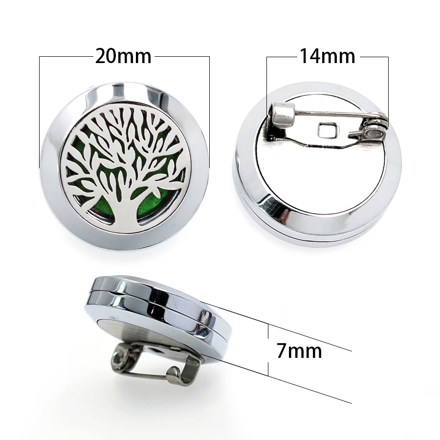 20mm Brooch Pin Clip Stainless Steel Magnetic Aromatherapy Perfume Essential Oil Diffuser Locket Free 10pads Women Kids Gift | Украшения и