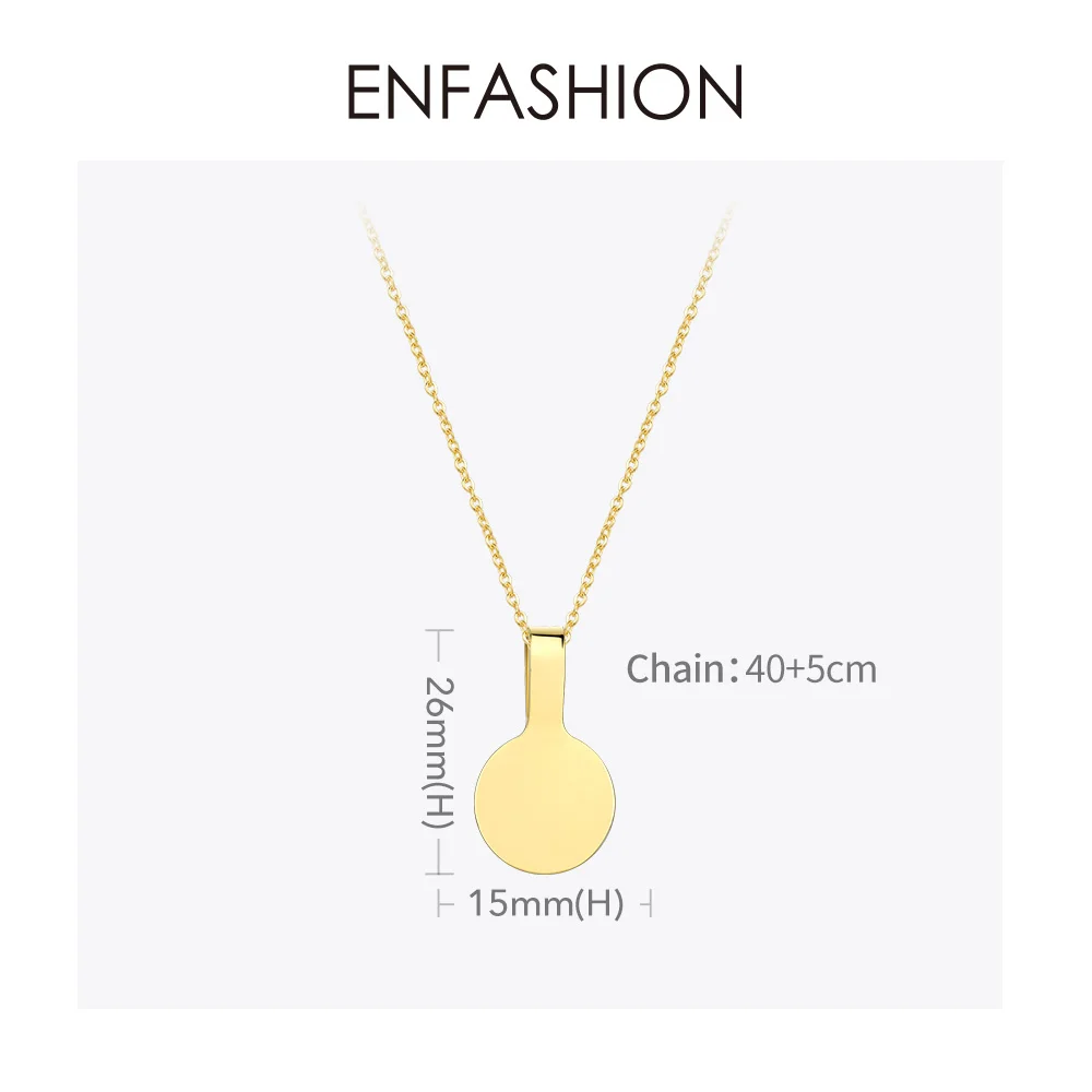 ENFASHION персонализированное выгравированное название ожерелье из нержавеющей стали круглое ожерелье с квадратной подвеской для пар ювелирные изделия на заказ PB3010
