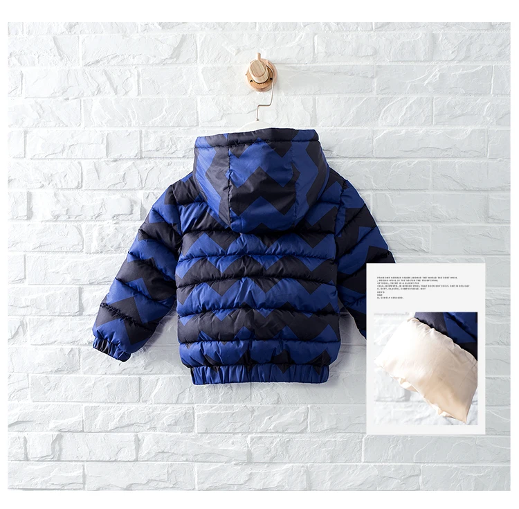 Mayas Printed Warm Winter Zipper Boys Parka Children Soft Wave Hooded Fashion Coat Boys Thickening Full Sleeves New Jacket 81234