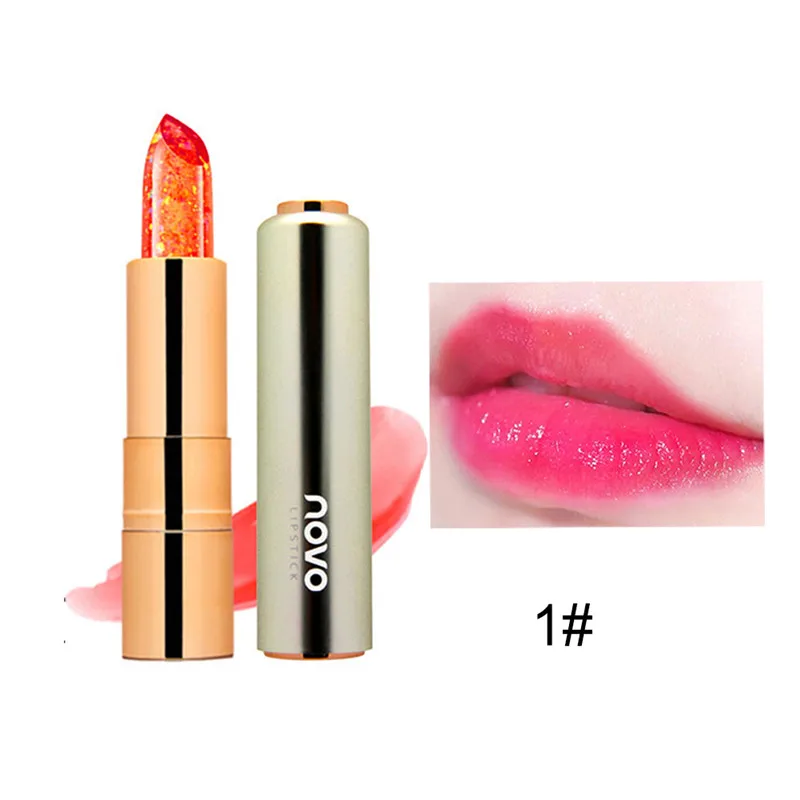 Moisturizer Long-lasting Jelly Gold foil Lipstick Makeup Temperature Changed Colorful Lip Blam Pink Pintalabios Transparent - Цвет: 01