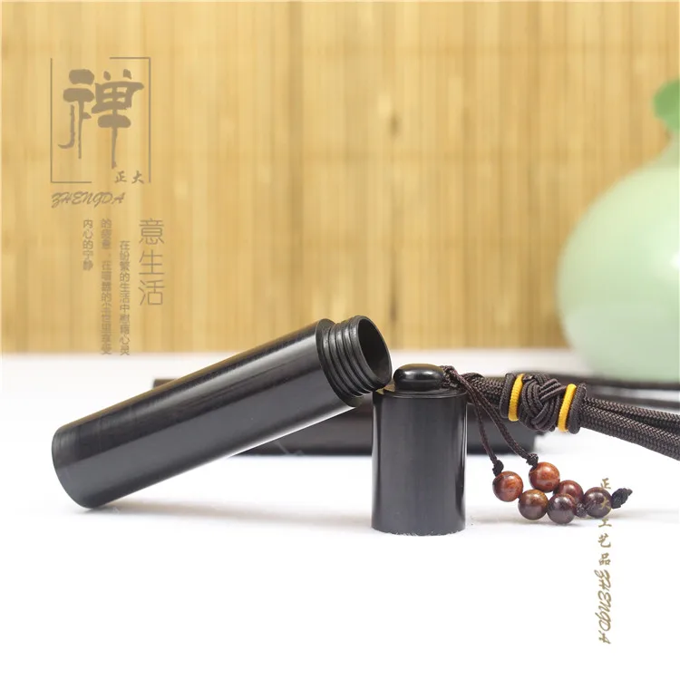 

Zhengda ebony screw tooth pick carved small incense bucket solid wood violet Tan snuff bottle creative gift