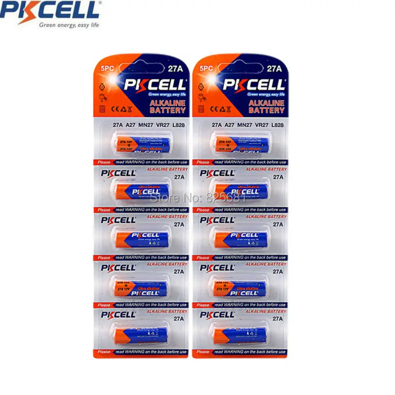 10 шт. 2 карты PKCELL 27A 12 В 27AE 27MN A27 L828 супер щелочная батарея для дверного звонка пульт