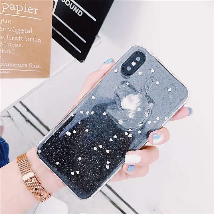 Wixcen корейский 3D чехол для телефона с блестками Iphone 8 прозрачный из ТПУ и животными