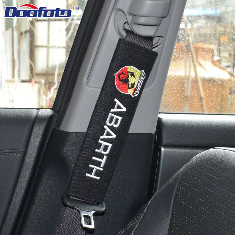 Doofoto Чистый хлопок логотип для ремня безопасности крышка подходит Fiat Punto Abarth 500 Stilo