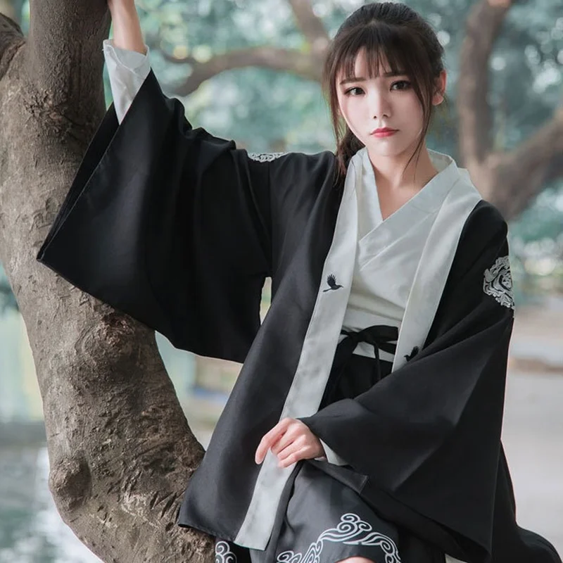 Юката Женские кимоно традиционное японское кимоно платье obi haori японская косплей одежда Гейша костюм TA507