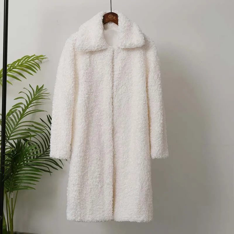 Ulzzang длинная куртка из искусственного меха, пальто, Толстая теплая, женские зимние куртки, пальто, ворсистый, пушистый, верхняя одежда для женщин, модное мягкое пальто - Цвет: white faux fur coat