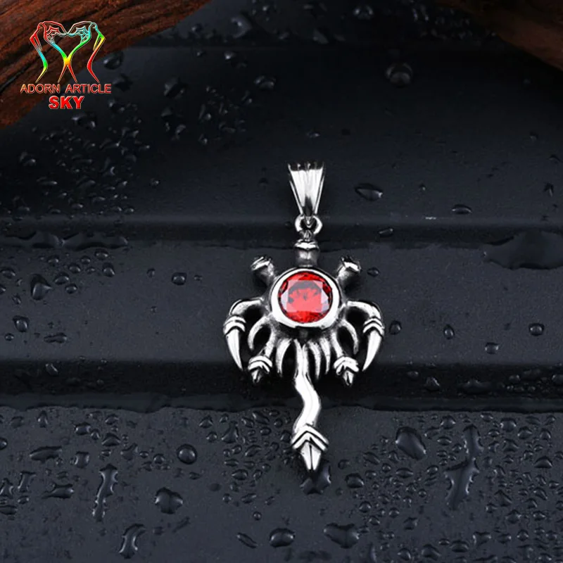 Titanium Steel Charms Spider Animal Mosaic Crystal Necklace Pendant Men's Cross Jewelry Ornaments Vintage Totem Valentine's Gift |