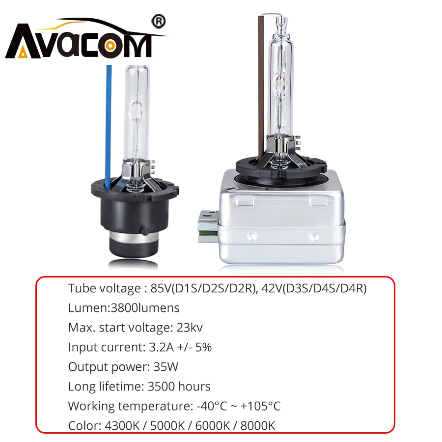 Ксеноновые лампы Avacom сменные ксеноновые 55 Вт D1S D2S D2R D3S D4S D4R HID 4300K 5000K 6000K 8000K 12 2 шт. |