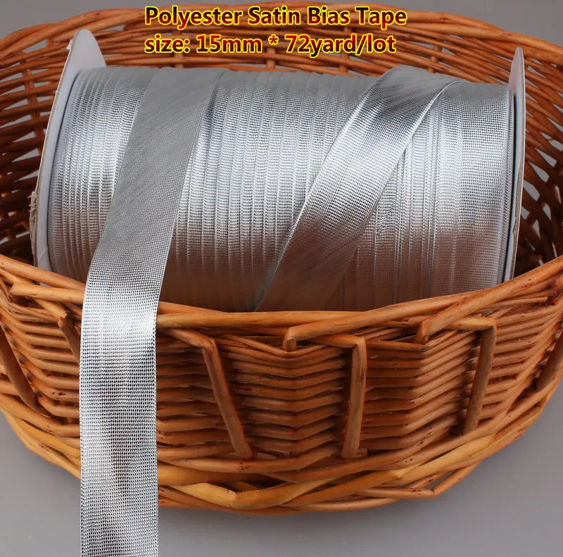 Металлическая косая лента Размер: 15 мм, 72yds серебро для изготовления DIY, аксессуары для одежды, ручной работы для шитья платьев материал