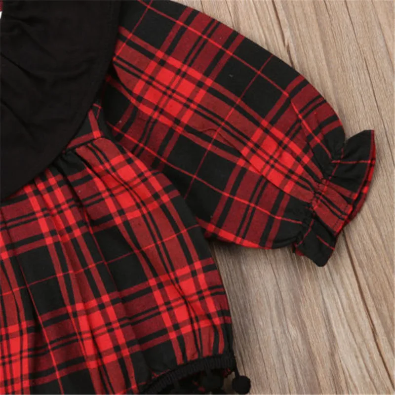 

Newest Newborn Baby Girls Long Sleeve Plaid Bodysuit Sunsuit Check Peter Pan Collar Jumpsuit Cotton Kids Clothes