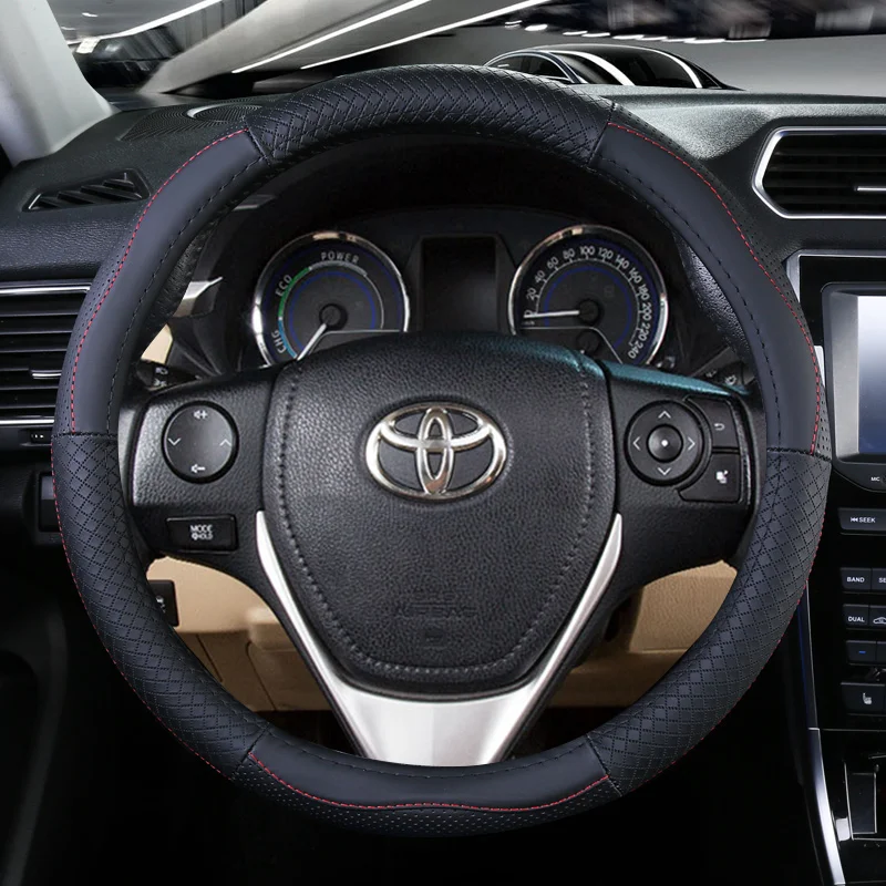 Топ Слои кожаный руль охватывает для Toyota Camry Corolla Axio Altis Rav4 4runner C-HR Fortuner Harrier Highlander Kluger