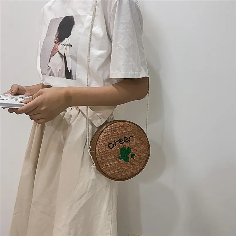 Women Straw Wild Messenger Bag Fashion Shoulder Small Round bag bags Casual S1 | Багаж и сумки