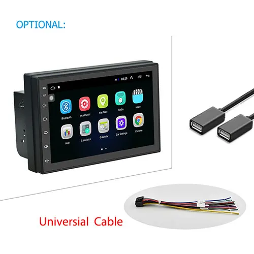 Podofo автомобильный мультимедийный плеер Andriod gps навигация 2DIN HD Авторадио WiFi USB FM 2 Din " автомобильный аудио Радио стерео резервный монитор - Цвет: Universial Cable