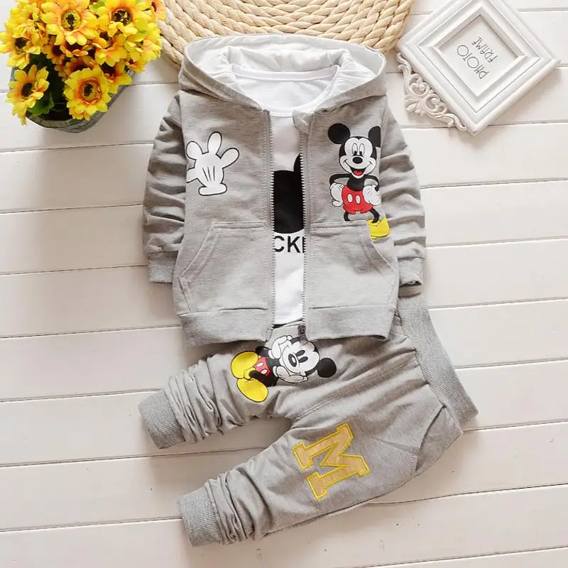 picture Коллекция года, комплекты одежды из 3 предметов для маленьких девочек и мальчиков детская футболка с Минни на весну и осень+ жилет+ штаны, спортивные костюмы, детская одежда - Цвет: picture