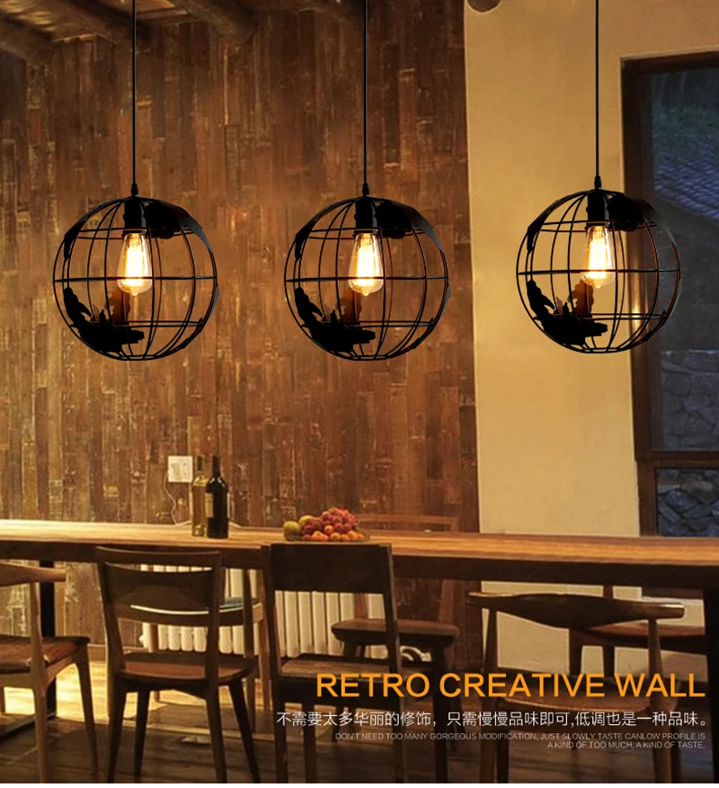 American industry style retro black white pendant lamp E27 vintage droplight for dining room kitchen restaurant | Освещение
