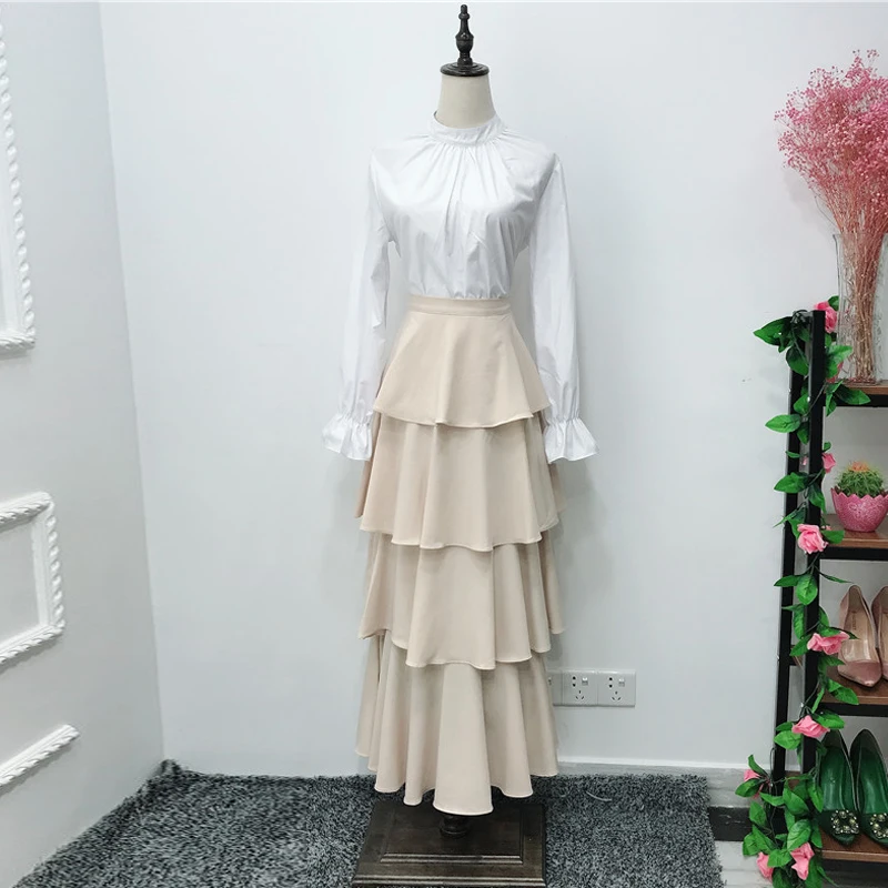 Женские юбки с оборками Faldas Mujer Moda лето 2019 абайя Дубай Турецкая мусульманская