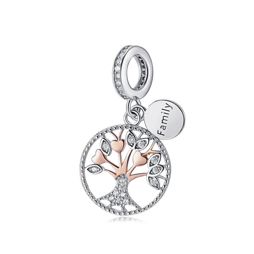 Rose Family Heritage Аутентичный 925 пробы Серебряный Бисер Очарование Семья любовь моя мама кристалл талисманы подходят Pandora Браслеты для женщин DIY ювелирные изделия - Цвет: Rose Family Heritage