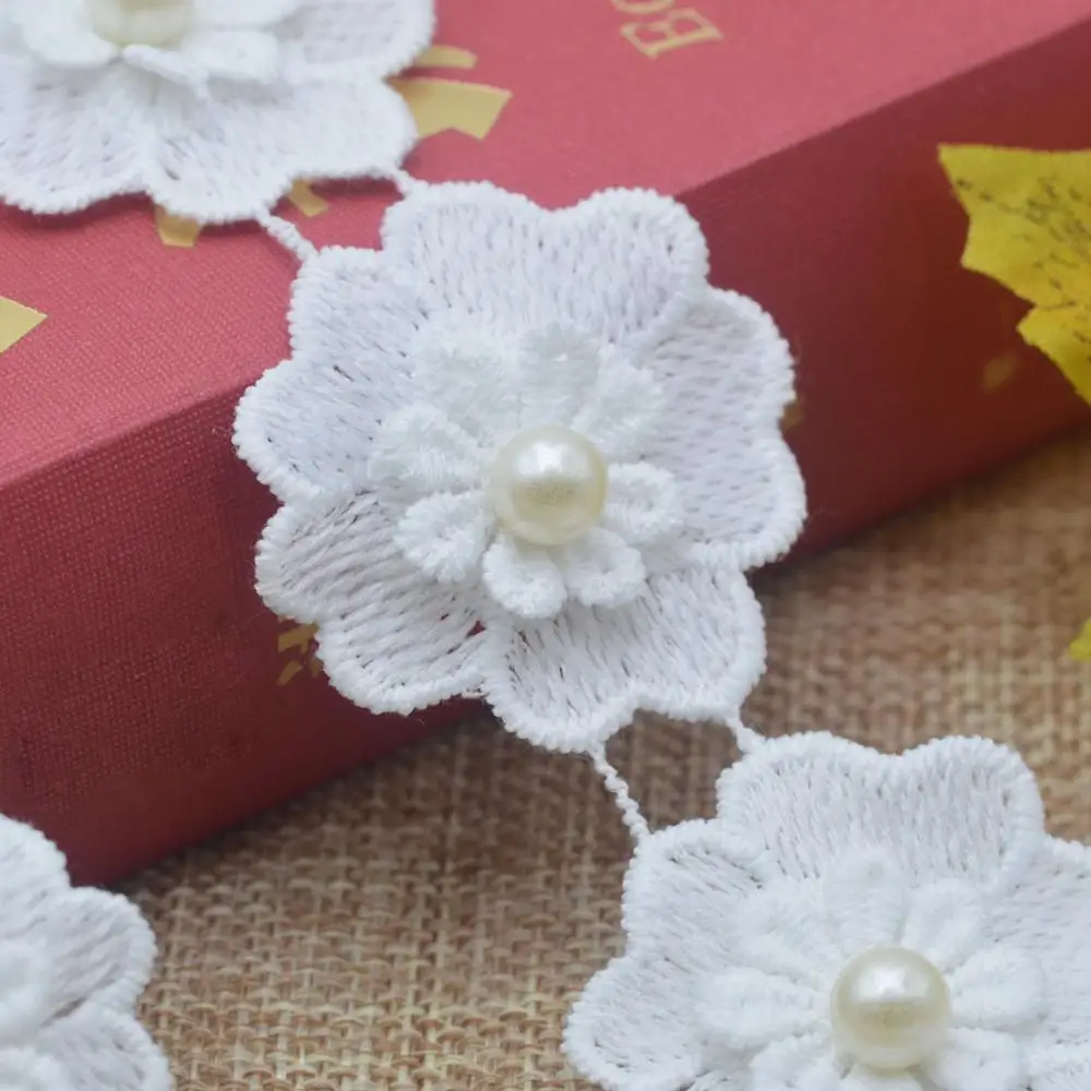 KALASO 10x Белый жемчуг цветок ручной работы вышитый бисером кружевной край отделка