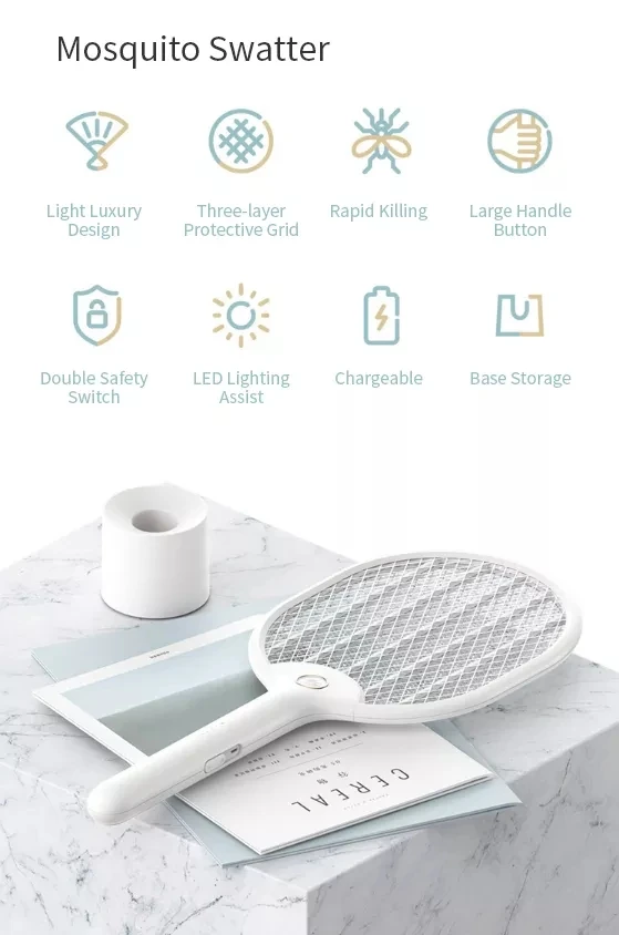Xiaomi Mijia 3 слоя сетки электрическая ловушка для комаров Электрический ручной москитный убийца насекомых муха Жук комаров мухобойка Kiler 0