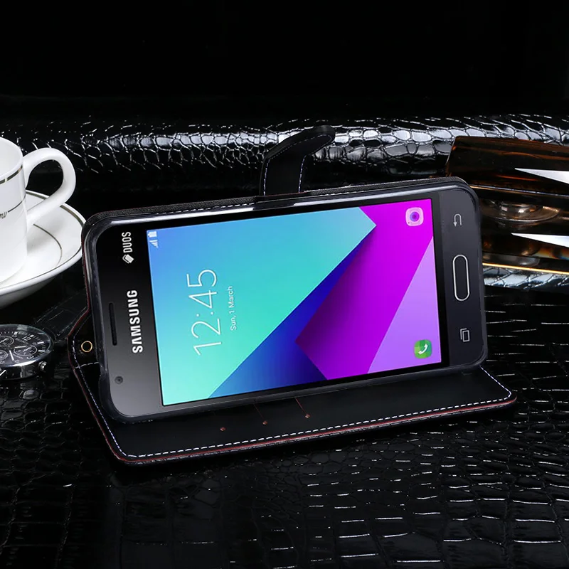 Для Samsung Galaxy J1 Mini Prime чехол Роскошный кожаный флип для телефона задняя