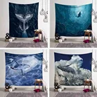 Гобелен с изображением танцев с рисунком Кита, настенный, с изображением акулы, голубого неба, гобелен с морским рисунком, покрывало в стиле бохо, коврик для йоги, пляжное одеяло, домашний декор