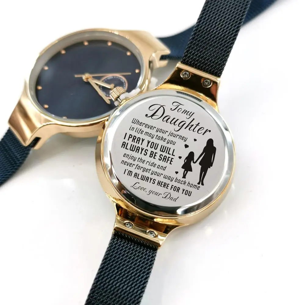 

M4800-4 To My Daughter Granddaughter Mum Women Girl Automatic Quartz Simple Luxury Fashion Steel Engraved Wrist Watches Gifts